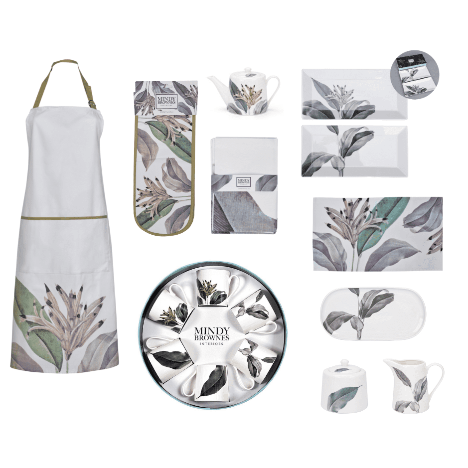 Mindy Brownes Interiors- Ceramic Tabletop and Kitchen Textiles - Birds of Paradise Collection
